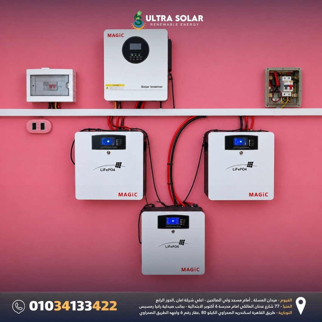محطة طاقة شمسية بنظام الاوف جريد Off-Grid لإنارة إحدى المزارع بمحافظة السويس